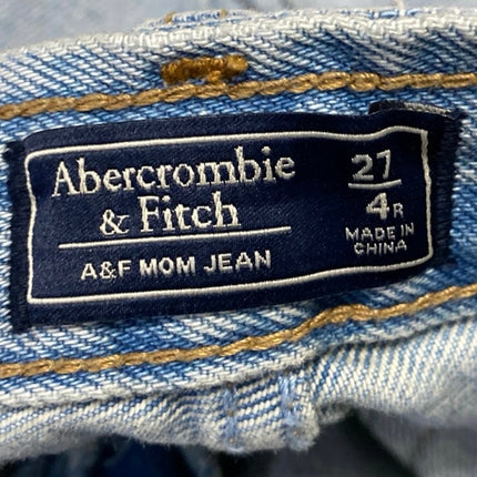 Abercrombie & Fitch Blue High Rise Distressed Frayed Hem Straight Denim Jeans 27