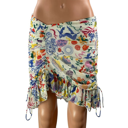 LPA Vittoria REVOLVE Women's Multicolor Ruffles Ruched Draped Mesh Mini Skirts M