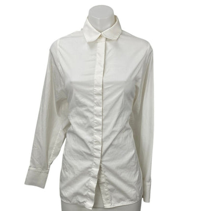 COS White Collared Long Sleeve Office Business Button Down Shirt Blouse Top Sz 4