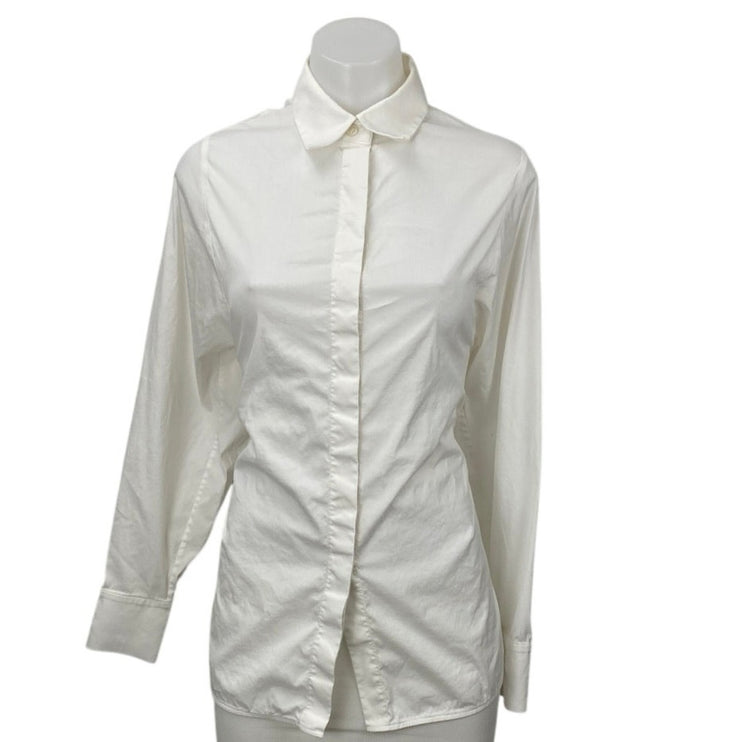 COS White Collared Long Sleeve Office Business Button Down Shirt Blouse Top Sz 4