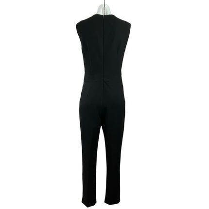 Trina Turk Black Sleeveless V Neck Surplice Faux Wrap Pleated Jumpsuit Size 4