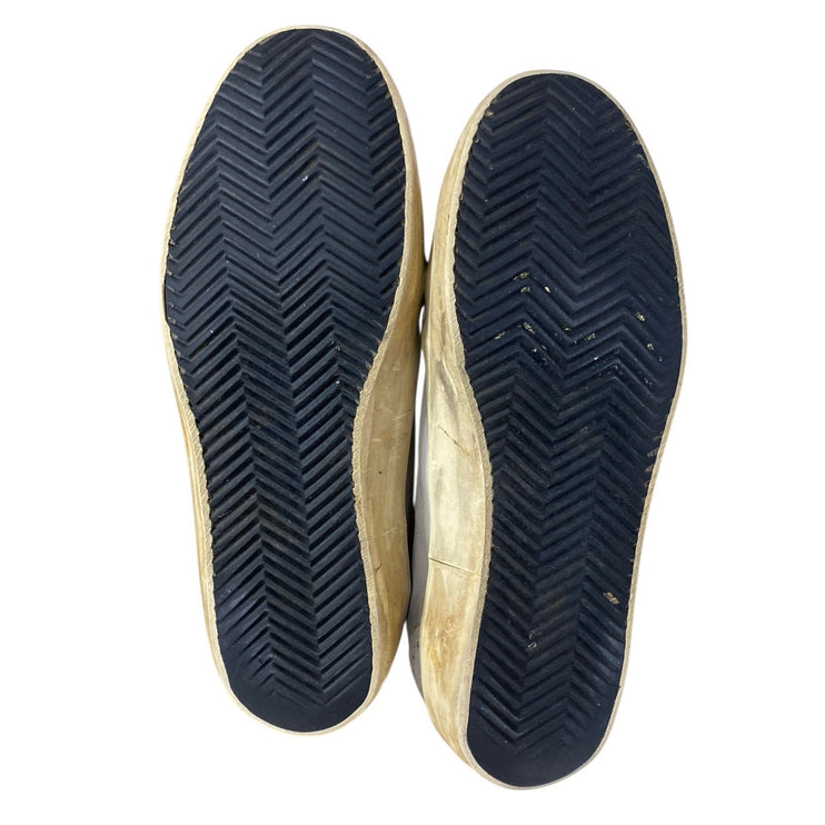 Golden Goose Mid Star Beige Leather Lace Up Round Toe  Mid Top Sneakers Size 7.5