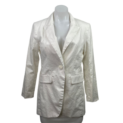 NEW Banana Republic Women's White Linen Notch Lapel Blazer Coat Jacket Size 6P