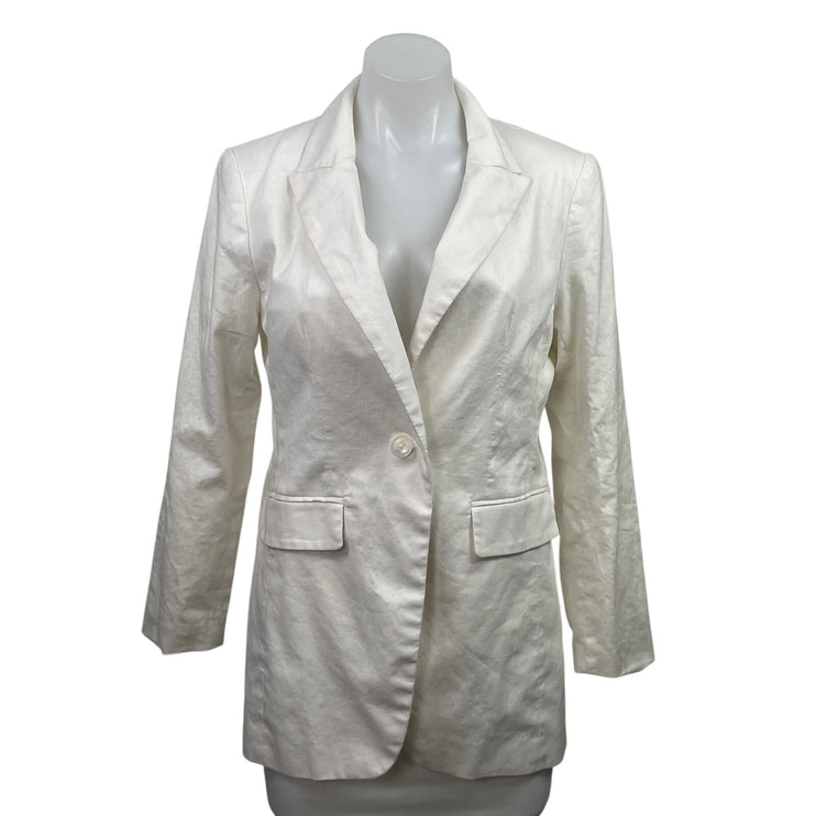 NEW Banana Republic Women's White Linen Notch Lapel Blazer Coat Jacket Size 6P