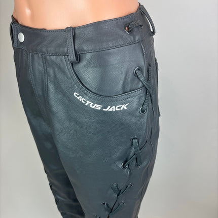 NEW $400 Nike Jordan x Travis Scott Cactus Jack Genuine Leather Moto Pants Sz 2