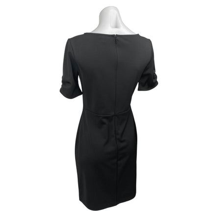 Ann Taylor Women's Black Boat Neck Short Sleeve Mini Sheath Dress Size 2 Petite