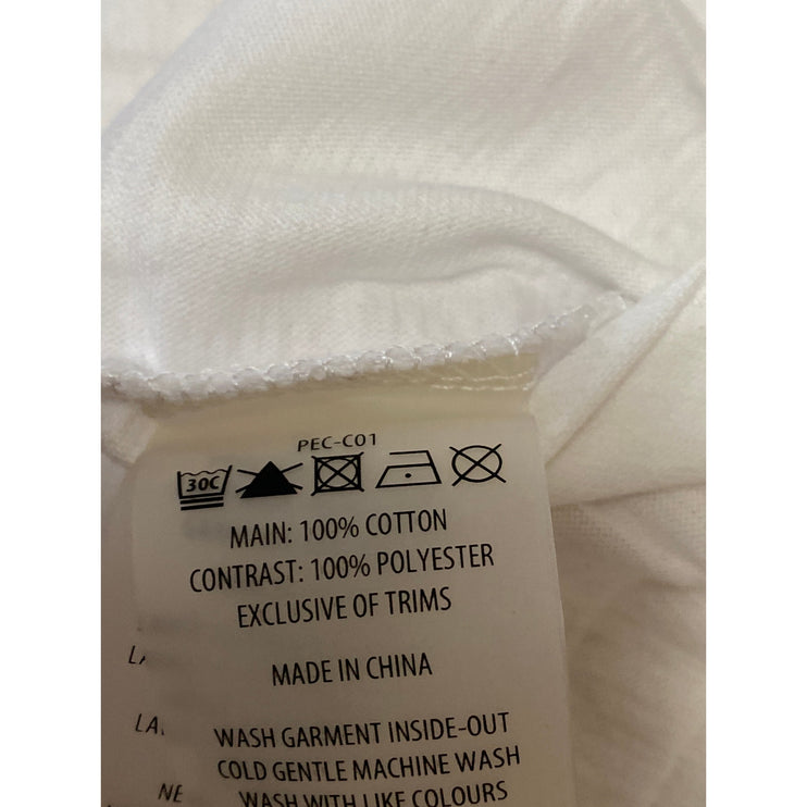 P.E Nation Women's White Striped Logo Sleeveless Athletic Muscle Tee Tank Top L