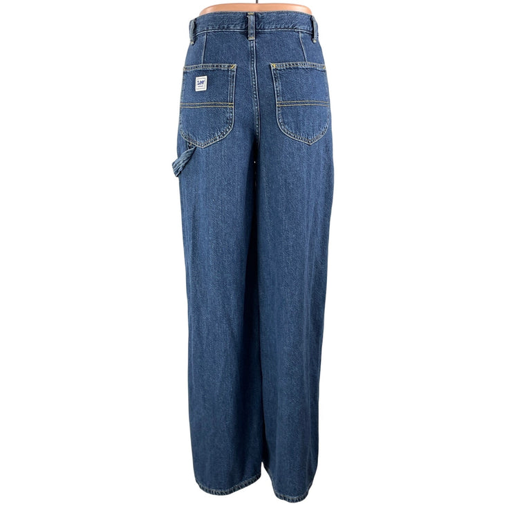 Lee Women's Blue High Rise Relaxed Straight Leg Utility Denim Jeans Pants Sz 26