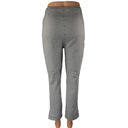 Urban Outfitters Black Houndstooth High Rise Flare Slit Trousers Pants Size 10