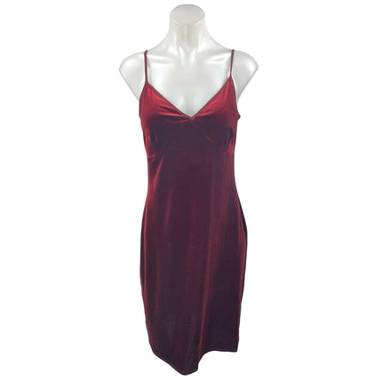 1.State Red Velvet Velour Sleeveless Cami Camisole Midi Tank Slip Dress Size M