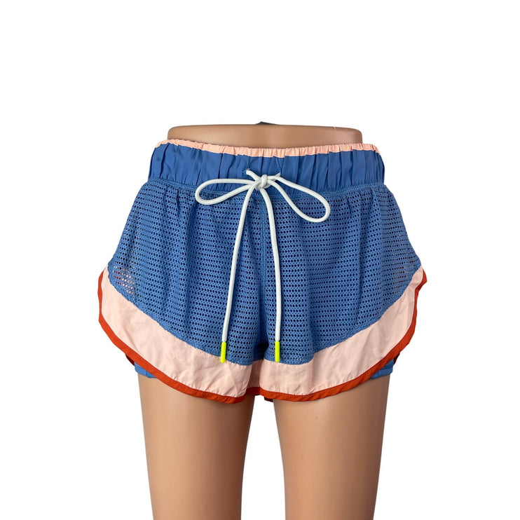 Free People FP Movement Run For The Hills Blue High Rise Athletic Shorts Size M