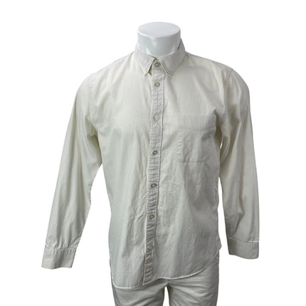 Everlane Men's Cream Long Sleeves Collared Casual Button Down Shirt Top Size L