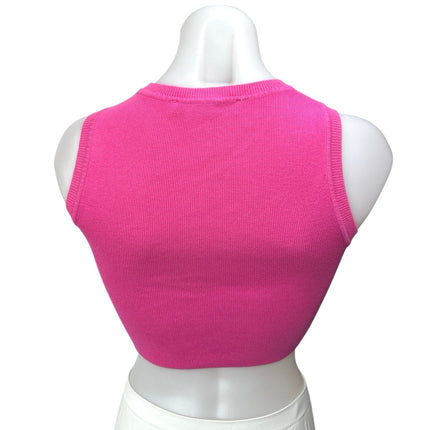 Zara Women's Pink Rib Knit Sleeveless Stretch Pullover Crop Tank Top Size S