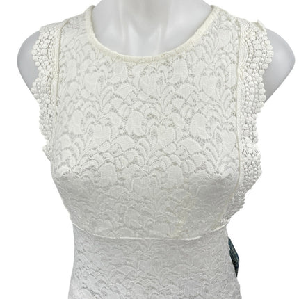 NEW Free People White Floral Lace Sleeveless Racerback Blouse Tank Top Size S
