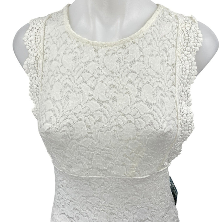 NEW Free People White Floral Lace Sleeveless Racerback Blouse Tank Top Size S