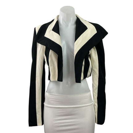 NEW Fashion Nova Playing Mind Game Black Striped Cropped Open Blazer Size S