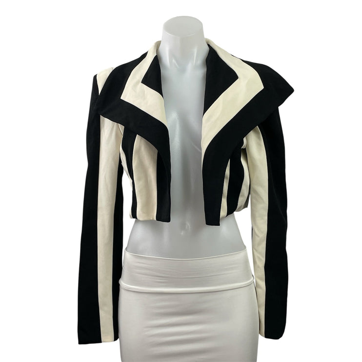 NEW Fashion Nova Playing Mind Game Black Striped Cropped Open Blazer Size S
