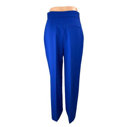 Zara Women's Blue High Waisted Straight Leg Slim Fit Trousers Dress Pants Size S