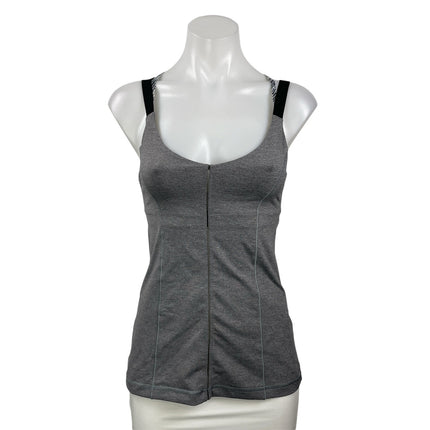 Lululemon Hot To Street Womens Gray Strappy Zip Workout Athletic Tank Top Size M