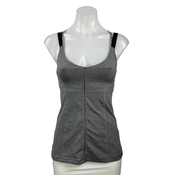 Lululemon Hot To Street Womens Gray Strappy Zip Workout Athletic Tank Top Size M