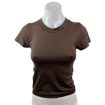 Aritzia Sunday Best Women's Brown Crew Neck Short Sleeve Crop Tee T-shirt Top S