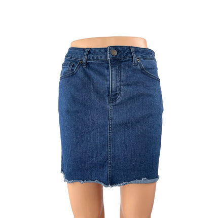 Marc New York Blue Frayed Raw Hem Mini Straight Pencil Denim Jeans Skirt Size 4
