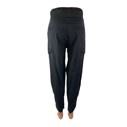 RTA Women's Black High Waisted Cargo Zip Tapered Jogger Trousers Pants Size 25