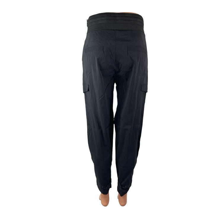 RTA Women's Black High Waisted Cargo Zip Tapered Jogger Trousers Pants Size 25