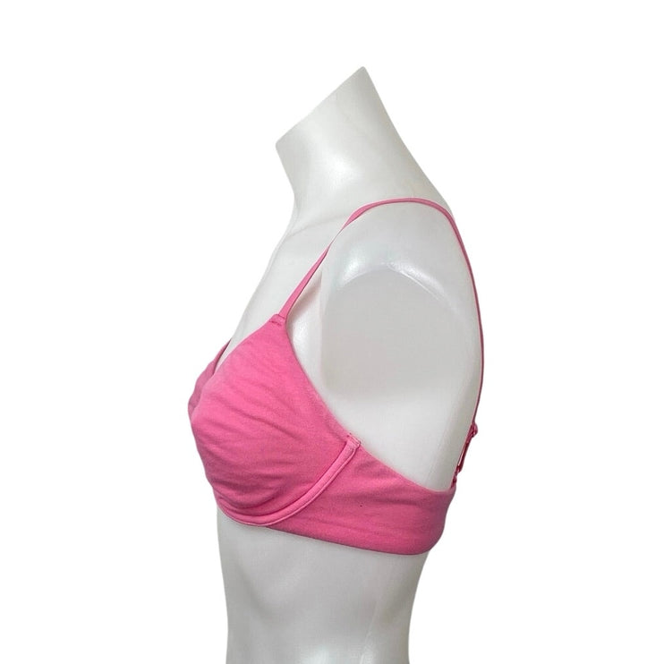 SKIMS Womens Pink Cotton Jersey Adjustable Strap Underwire T-Shirt Bra Size 34D