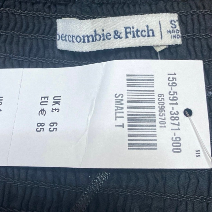 NEW Abercrombie & Fitch Black Short Puff Sleeve Smocked Mini A Line Dress Size S