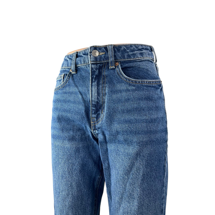 H&M Women's Blue Medium Wash High Waisted Straight Leg Denim Jeans Size 4