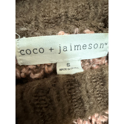 Coco + Jaimeson Brown Pink Argyle Long Sleeve Mock Neck Sweater Top Size S