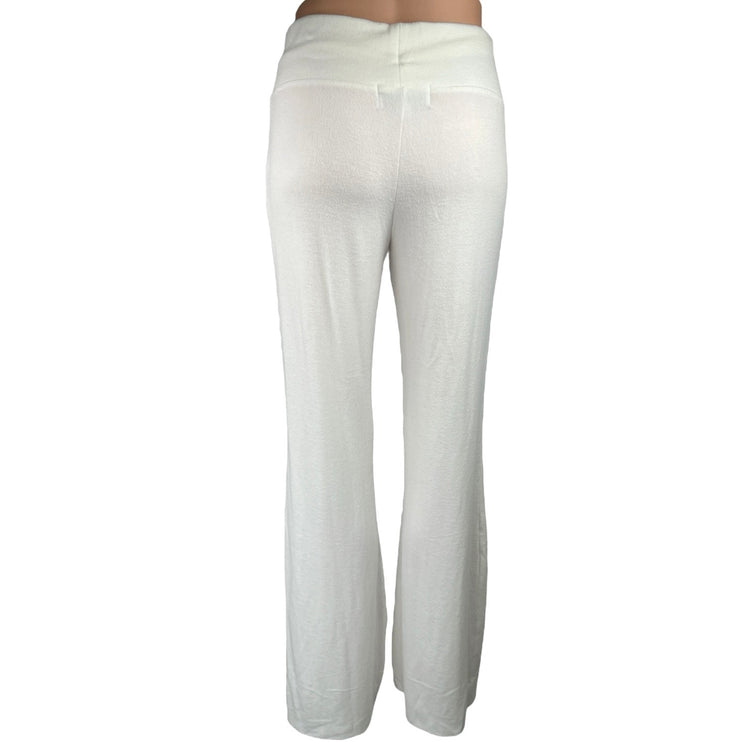 Wildfox Tennis Club Women's White Flared Wide Leg Lounge Trousers Sweat Pants S