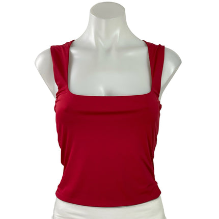 Princess Polly Womens Red Sleeveless Square Neck Stretch Crop Tank Top Size 6