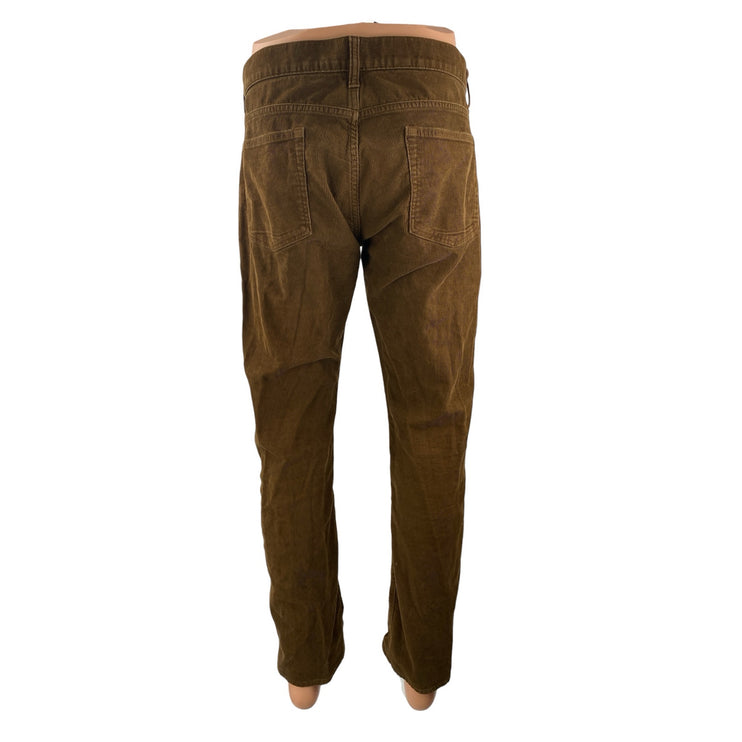 J.Crew 484 Slim Fit Mens Brown Corduroy Mid Rise Straight Trousers Pants Size 32