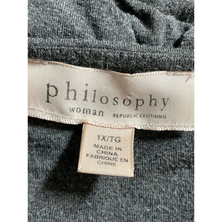 Philosophy Women's Gray Long Sleeve Scoop Neck Tunic T Shirt Tee Top Size 1X