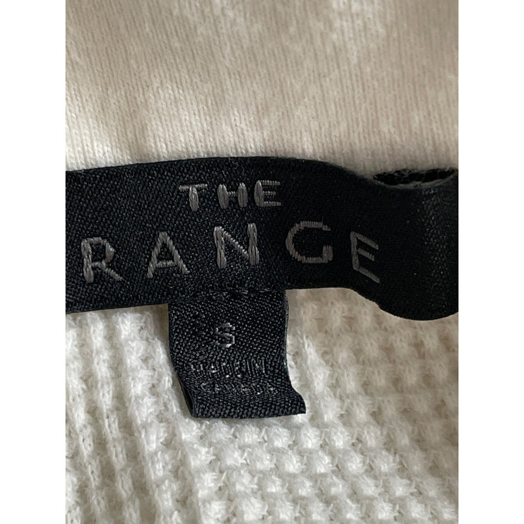 The Range Stark Waffle Womens White Collared Long Sleeve Crop Polo T-Shirt Top S