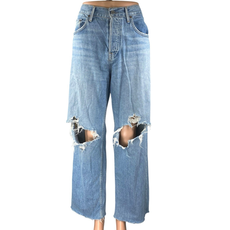 GRLFRND Bella Blue Low Rise Boyfriend Wide Leg Distressed Denim Jeans Pants 26