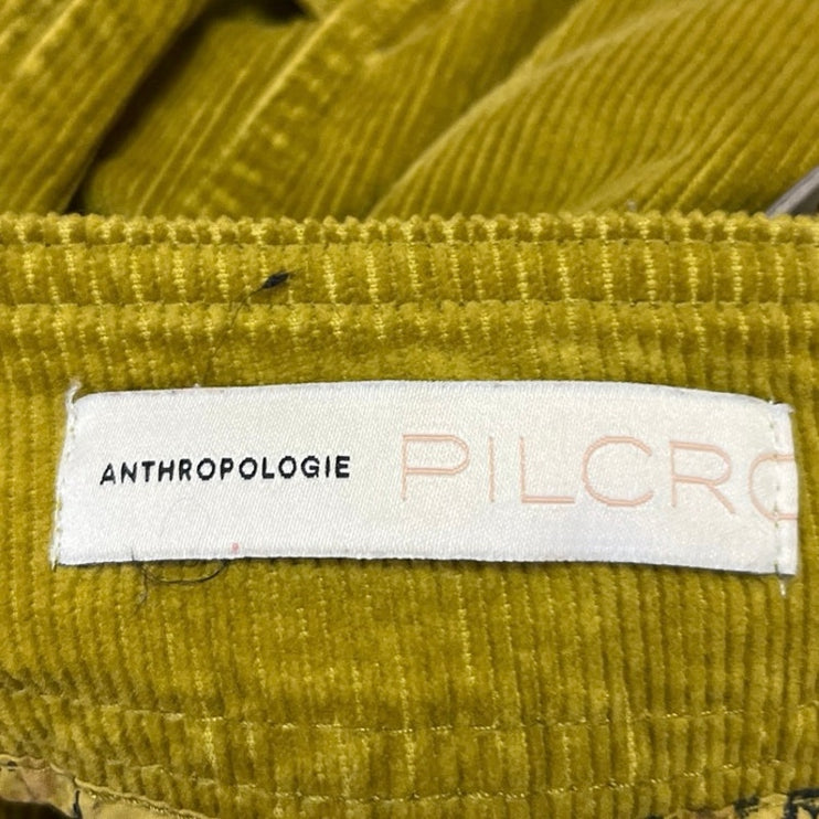 Anthropologie Pilcro Green Corduroy High Waist Skinny Ankle Zip Trouser Pants 24