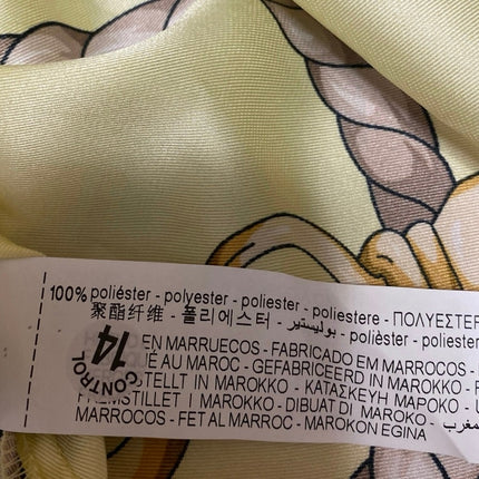 Zara Women's Yellow Silky Satin Rope Print Long Sleeve Button Down Shirt Size XS