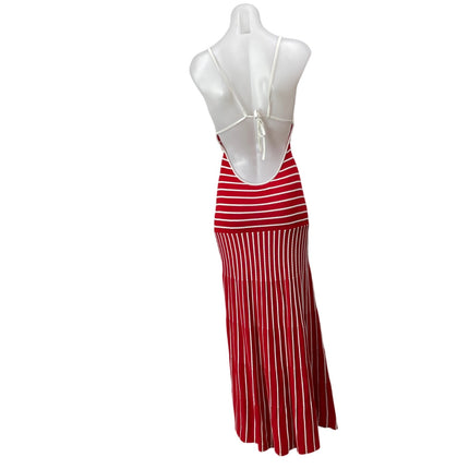 Solid & Striped The Lottie Red White Sleeveless Tuck Striped Knit Maxi Dress XS