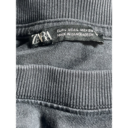 Zara Women's Black Crew Neck Long Sleeve Crop Pullover Sweater Sweatshirt Top L