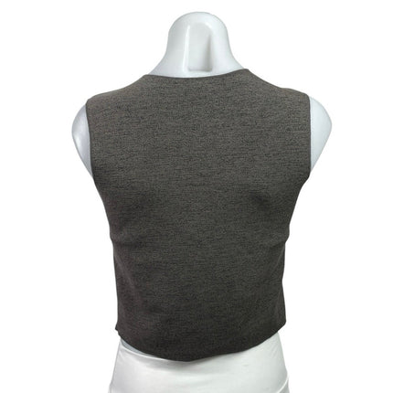 Zara Women's Dark Gray Sleeveless Knit Button Down Tank Vest Crop Top Size S