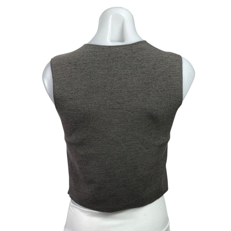 Zara Women's Dark Gray Sleeveless Knit Button Down Tank Vest Crop Top Size S