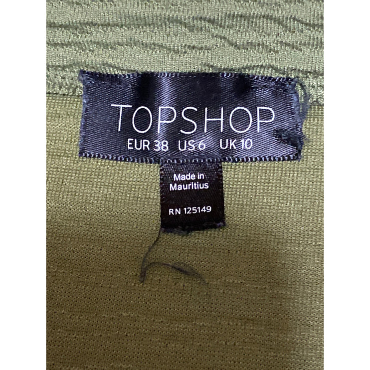 Topshop Women's Green Textured High Rise Mini Straight Pencil Bodycon Skirt Sz 6