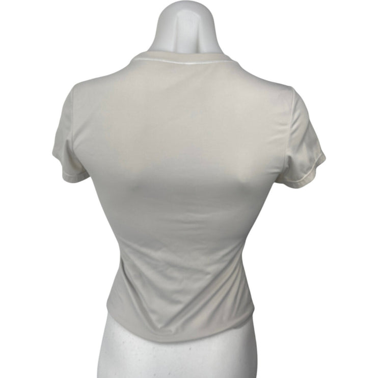 Qinsen Women's Gray Short Sleeve Crew Neck Slim Stretch T Shirt Tee Top Size S