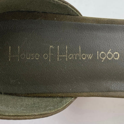 House Of Harlow 1960 Tanner Green Suede Ankle Strap Platform Heels Sandals Sz 9M