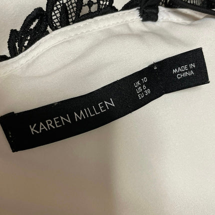 Karen Millen White Black Floral Lace Ruffle Off The Shoulder Mini Dress Size 6