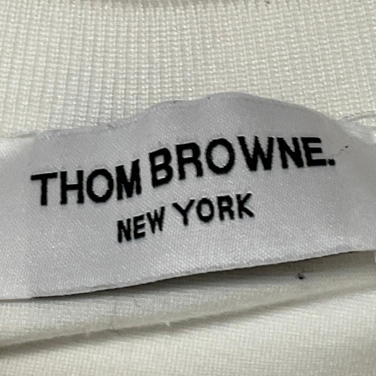 Thom Browne 100% Wool White Hector Embroidered Long Sleeves Sweatshirt Top Sz L