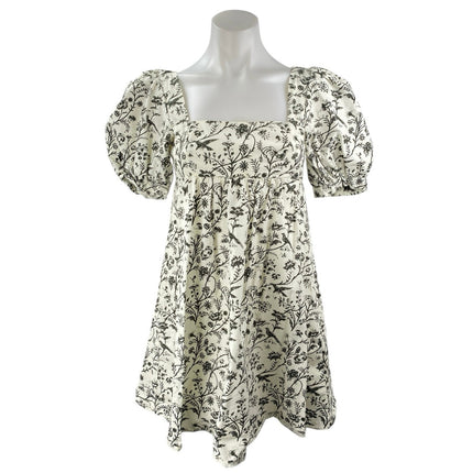 Urban Outfitters X Laura Ashley Penelope Black White Babydoll Mini Dress Size XS
